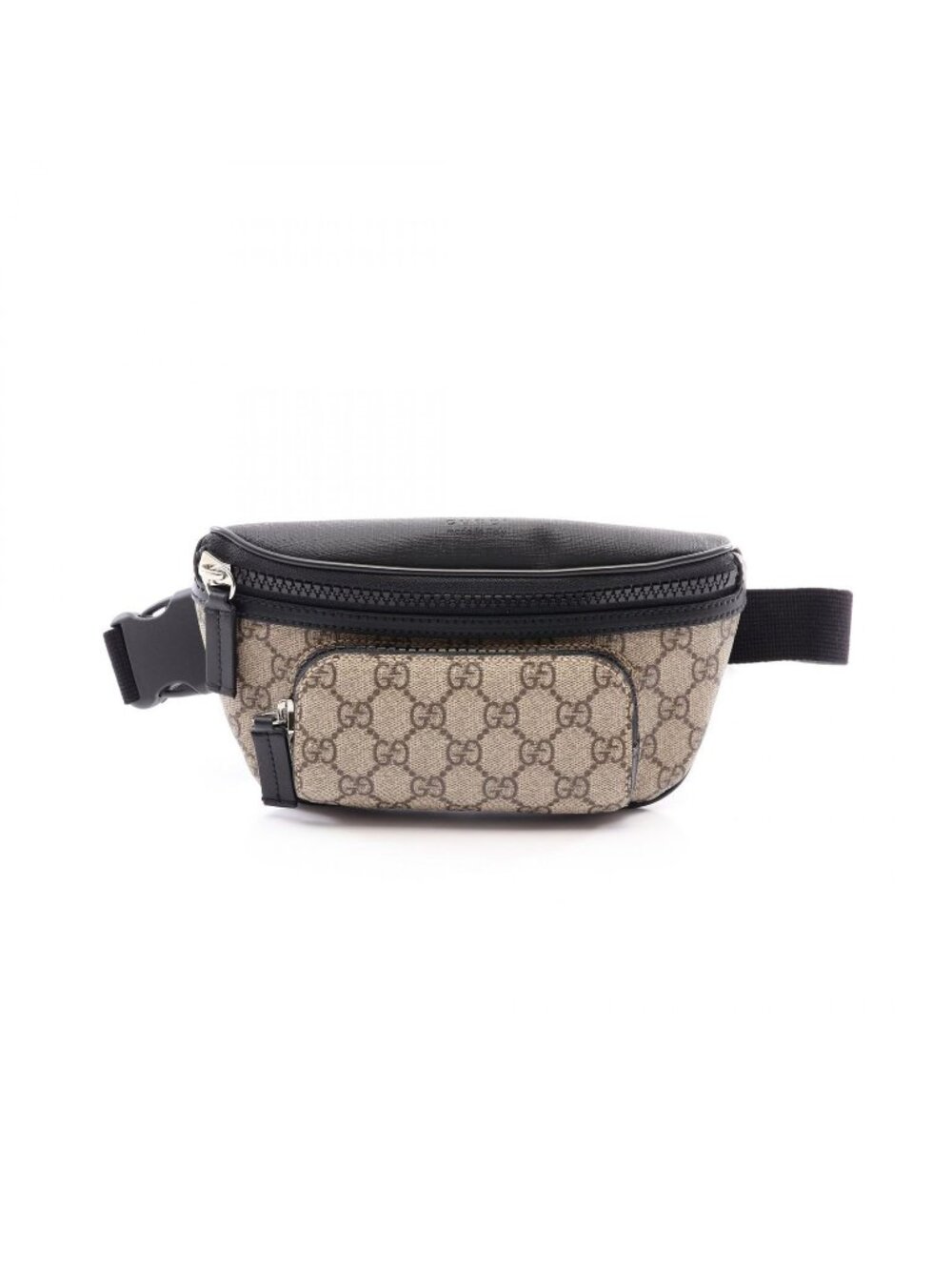 Gucci Waist Bag GG Supreme Beige Brown Black Leather Small